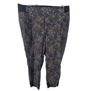 Athleta Pants Womens 20 Multicolor Abstract Print Zip Pocket Tapered Leg Stretch